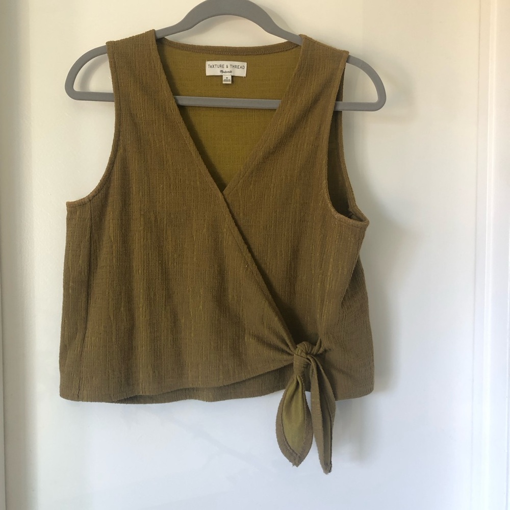 Madewell Texture and Thread Green Wrap Tank